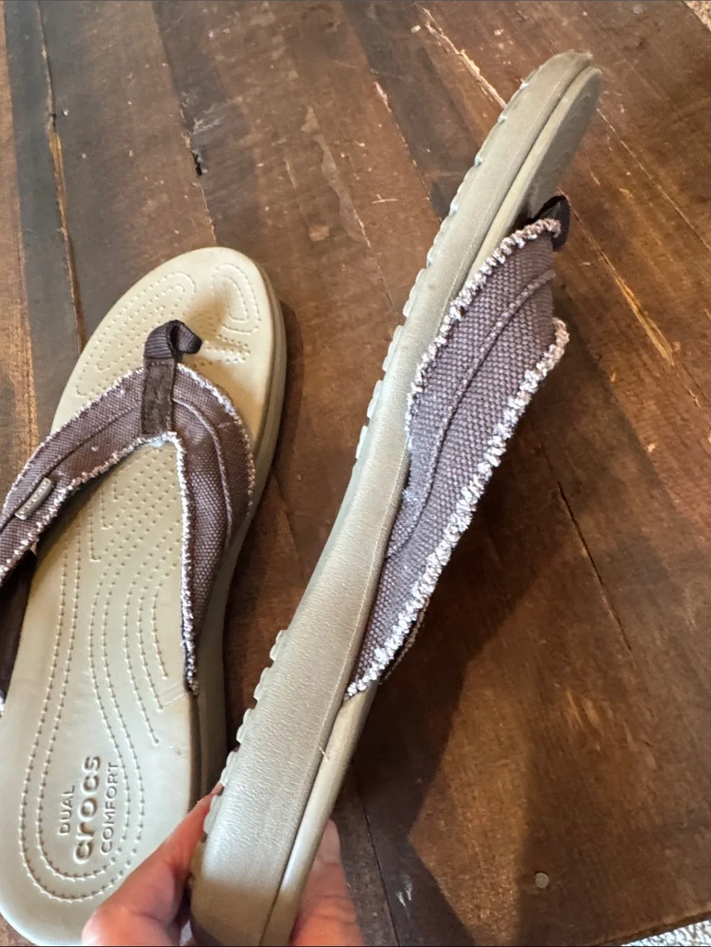 CROCS Brown Tan Flip Flops Dual comfort size 11 Men’s